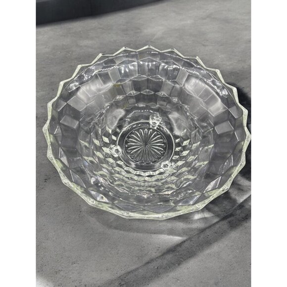 Vintage Whitehall Clear Footed Bowl By Indiana Glass Co. 10" Diameter Cubed - Picture 3 of 8